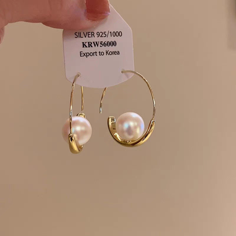Metal Cross Double Ring Geometric Earrings