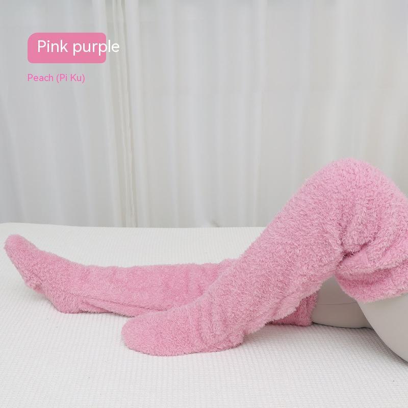 Over Knee High Fuzzy Long Socks Winter Warm Cold Home Floor Sleeping Socks
