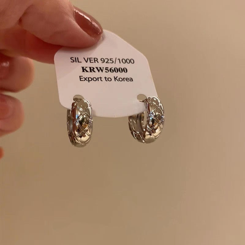 Metal Cross Double Ring Geometric Earrings
