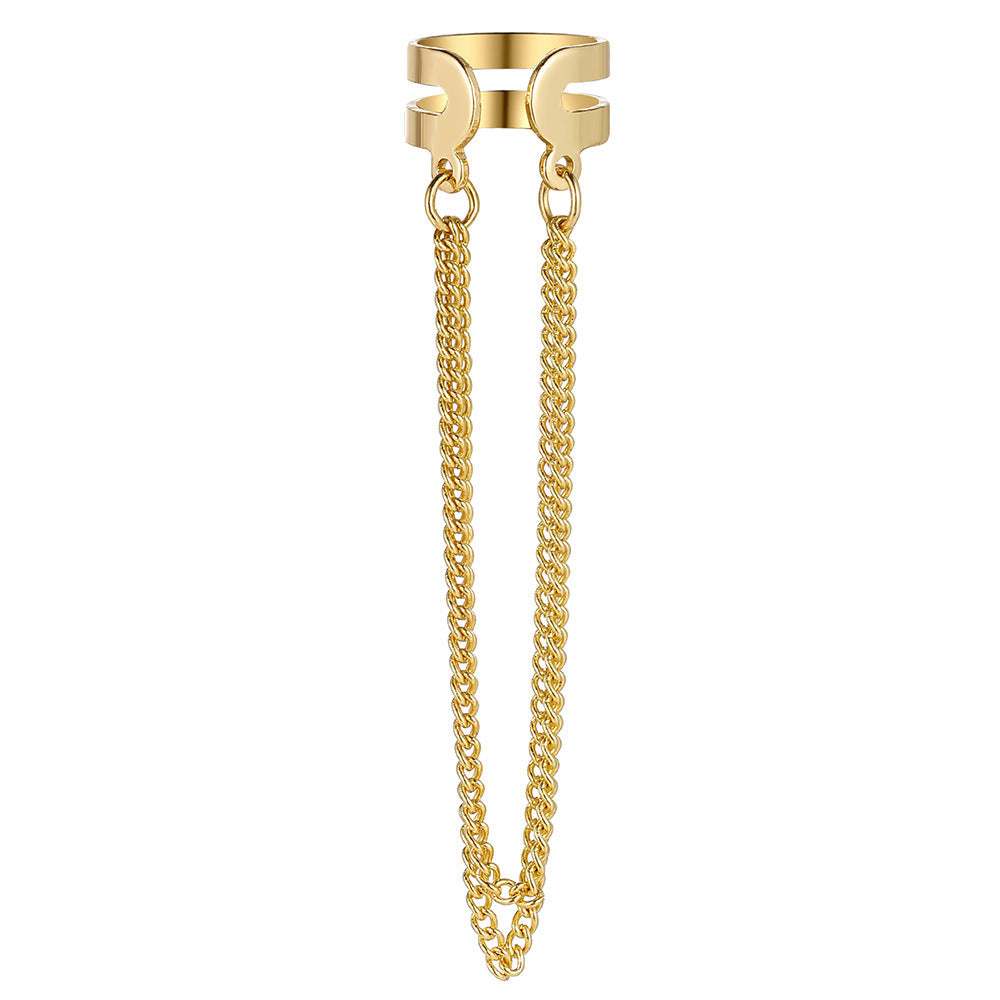 Fashion Double Metal Chain Tassel Earrings