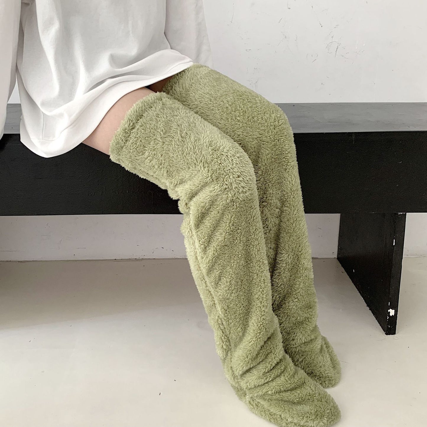Over Knee High Fuzzy Long Socks Winter Warm Cold Home Floor Sleeping Socks