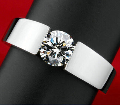 Diamond Rose Gold Couple Ring Fashion Wedding Simple Shiny Ring