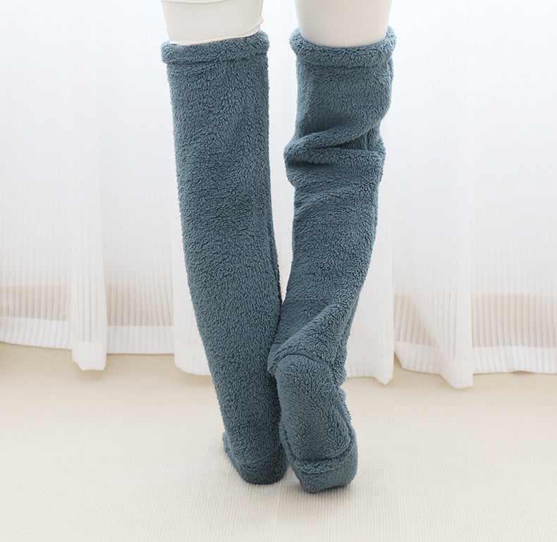 Over Knee High Fuzzy Long Socks Winter Warm Cold Home Floor Sleeping Socks