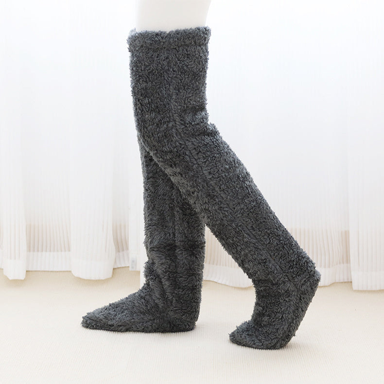 Over Knee High Fuzzy Long Socks Winter Warm Cold Home Floor Sleeping Socks