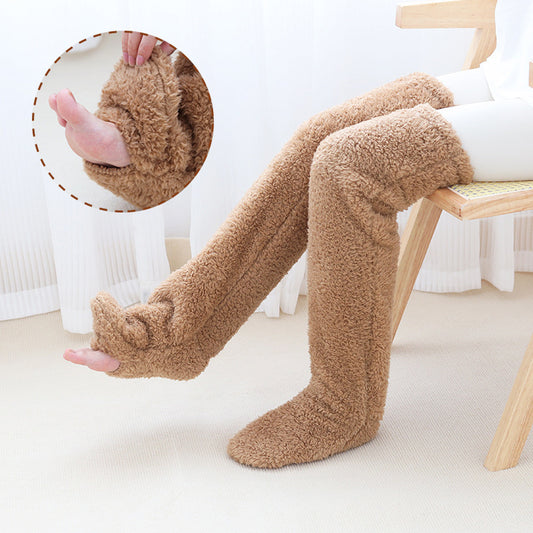 Over Knee High Fuzzy Long Socks Winter Warm Cold Home Floor Sleeping Socks