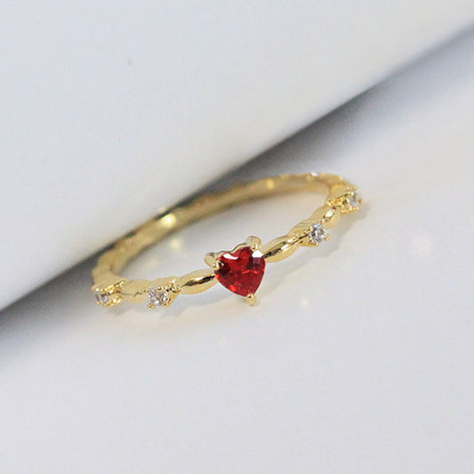Women's Fashion Personalized Zircon Peach Heart Ring