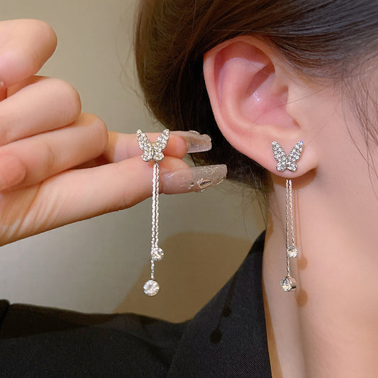 Butterfly Tassel Earrings Temperament Entry Lux Niche High Sense Internet Celebrity Jewelry