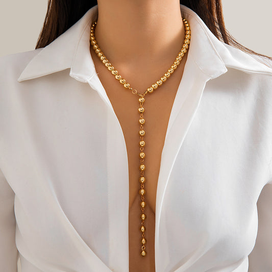 Round Beads Chain Beaded Pearl Niche Necklace